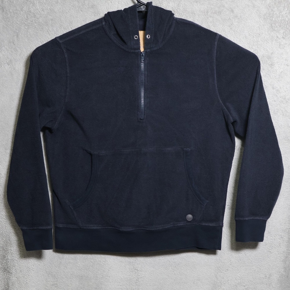 Outerknown Hightide Hoodie Mens Large Navy Blue Half Zip Terry Outdoor Gorpcore
